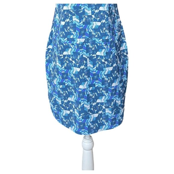 Title Nine Dress Size M Shella Blue Geometric Athletic Tennis Crewneck Tank Blue - Picture 3 of 9